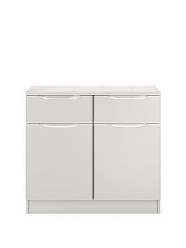 Product photograph of One Call Bilbao Ready Assembled Compact High Gloss Sideboard - Grey from very.co.uk