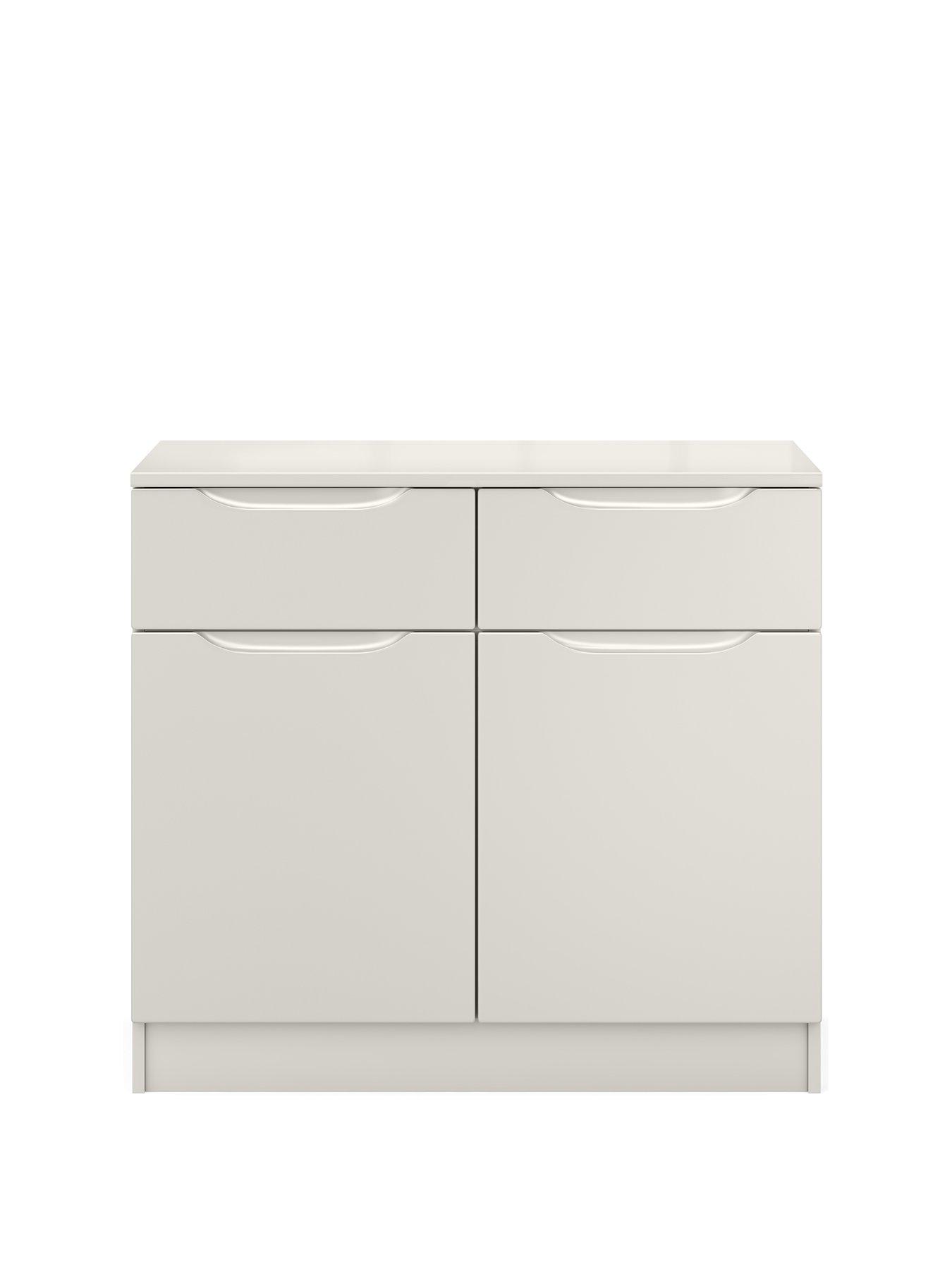 undefined Bilbao Ready Assembled Compact High Gloss Sideboard - Grey