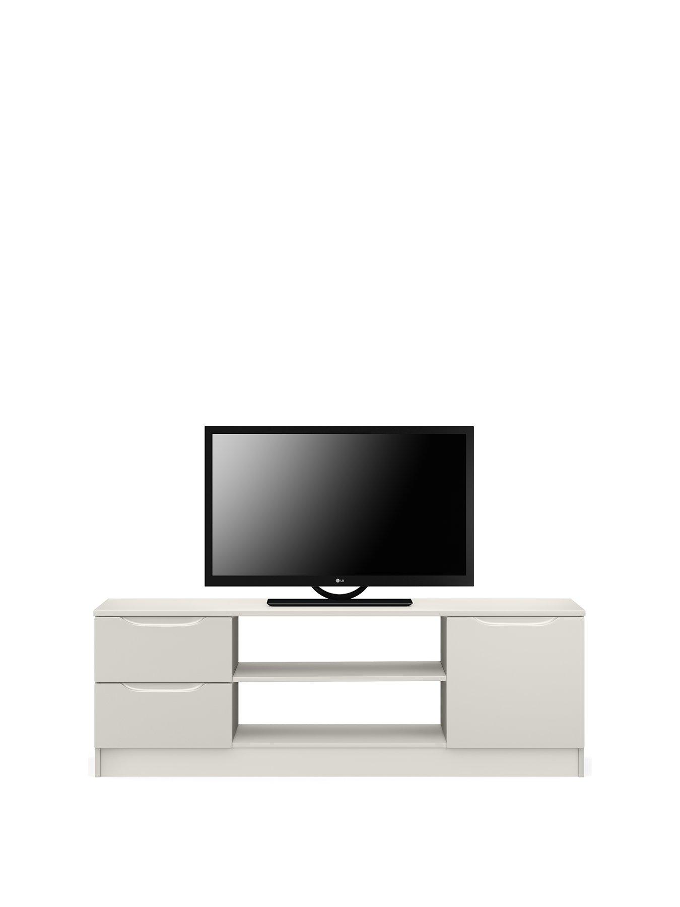 undefined Bilbao Ready Assembled High Gloss Large TV Unit - Grey - fits up to 65 inch TV