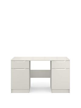 Product photograph of One Call Bilbao Ready Assembled High Gloss Desk - Grey from very.co.uk