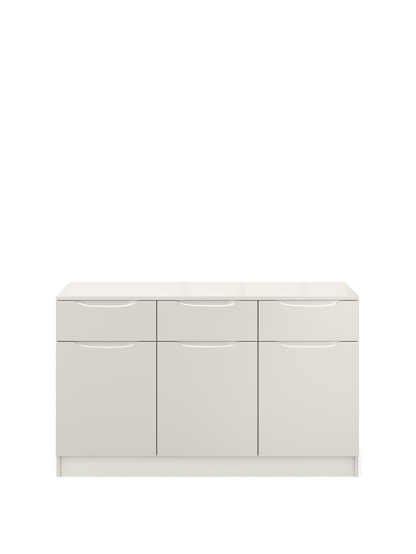 One Call Bilbao Ready Assembled Large High Gloss Sideboard - Grey