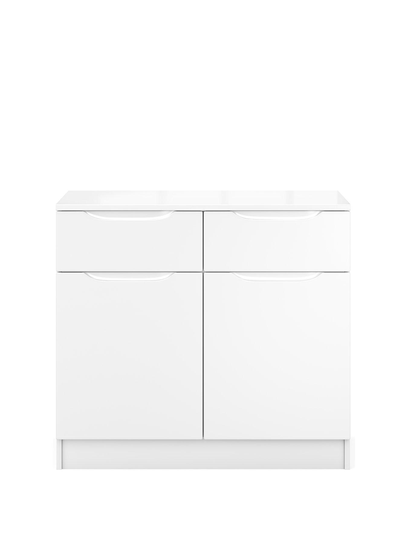 One Call Bilbao Ready Assembled Compact High Gloss Sideboard - White