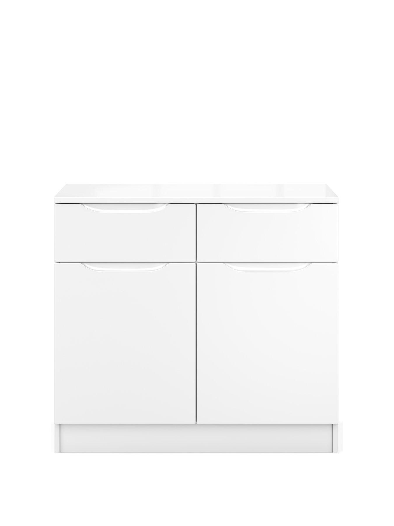 undefined Bilbao Ready Assembled Compact High Gloss Sideboard - White