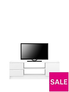 Ideal Home Bilbao Ready Assembled High Gloss TV Unit - White - fits up to 65 inch TV
