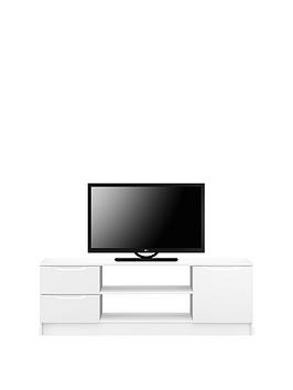 Product photograph of One Call Bilbao Ready Assembled High Gloss Large Tv Unit - White - Fits Up To 65 Inch Tv from very.co.uk