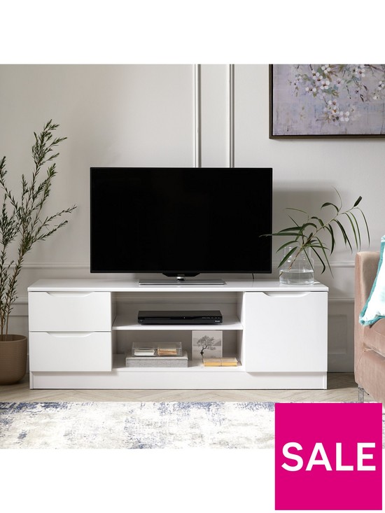 stillFront image of one-call-bilbao-ready-assembled-high-gloss-large-tv-unit-white-fits-up-to-65-inch-tv