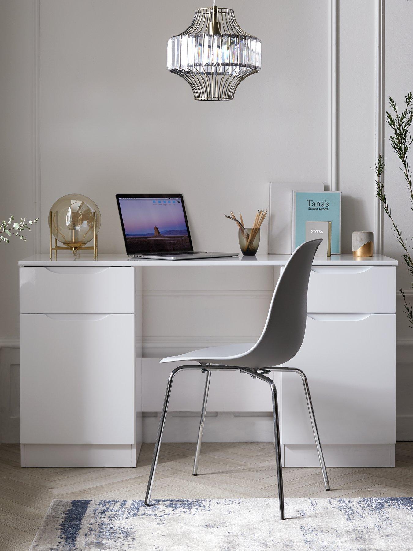One Call Monaco Desk - Gloss White