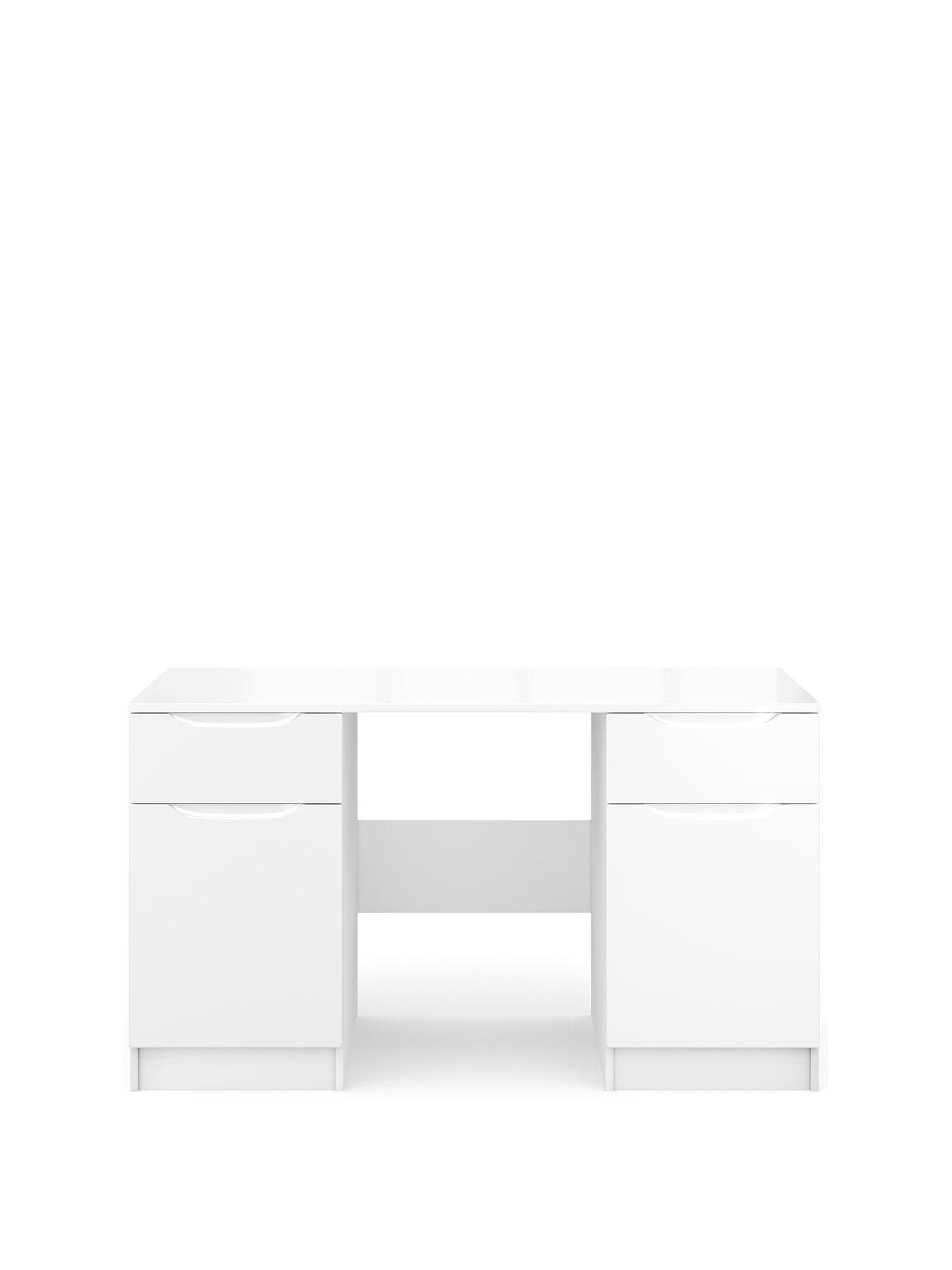 undefined Bilbao Ready Assembled High Gloss Desk - White
