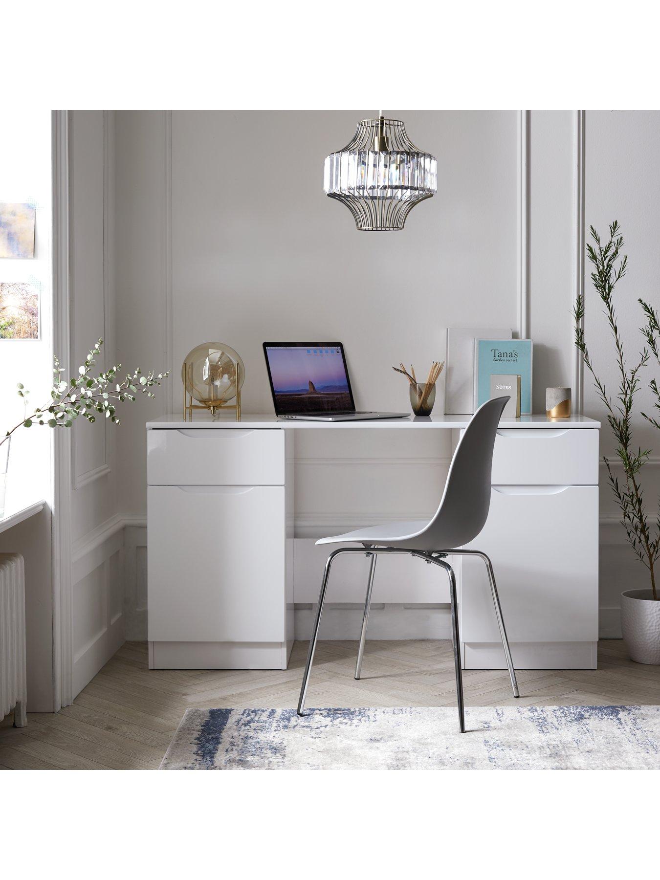 Image 2 of 5 of One Call Bilbao Ready Assembled High Gloss Desk - White