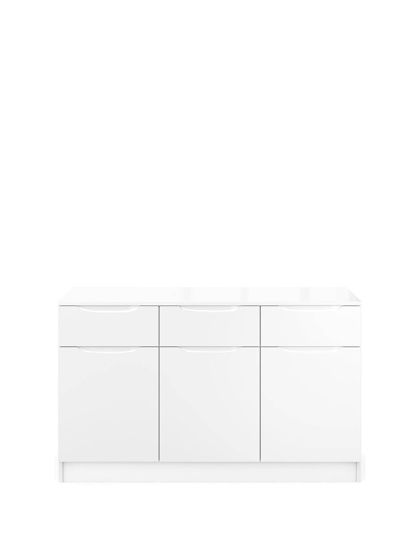 One Call Bilbao Ready Assembled Large High Gloss Sideboard - White