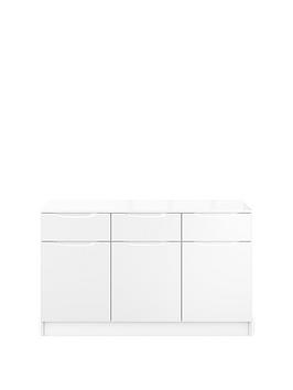 Product photograph of One Call Bilbao Ready Assembled Large High Gloss Sideboard - White from very.co.uk