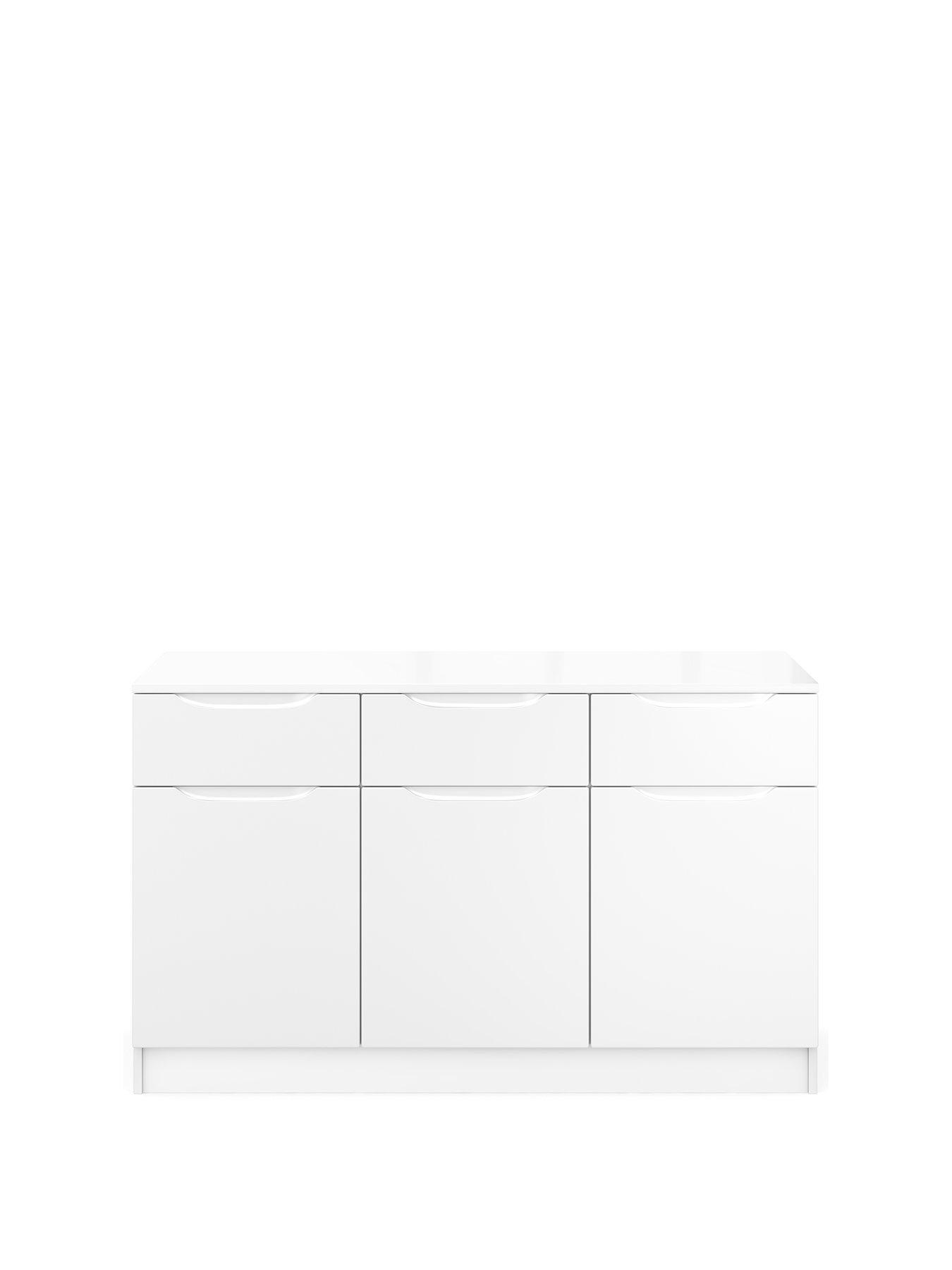 Image 1 of 6 of One Call Bilbao Ready Assembled Large High Gloss Sideboard - White