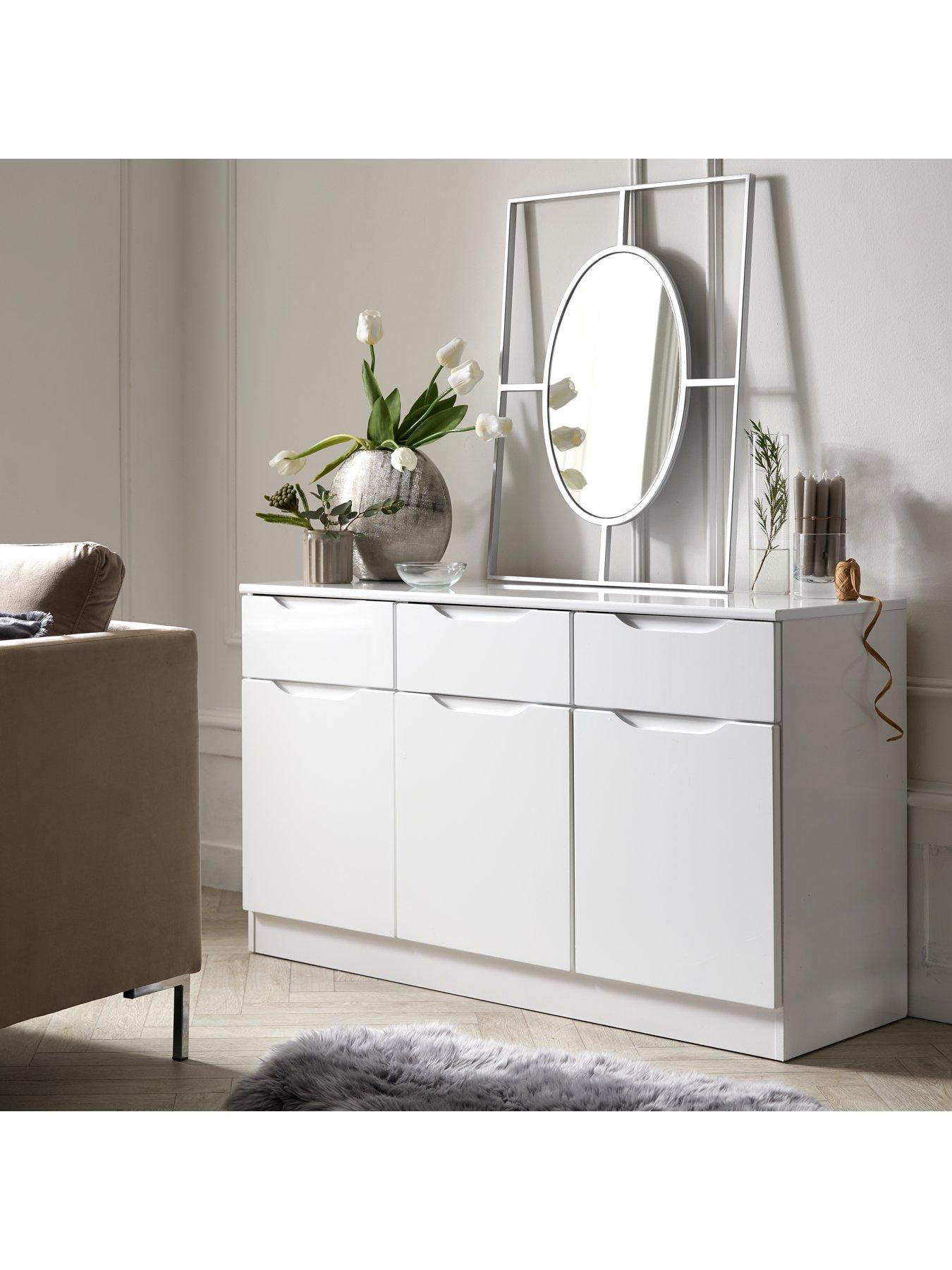Image 2 of 6 of One Call Bilbao Ready Assembled Large High Gloss Sideboard - White