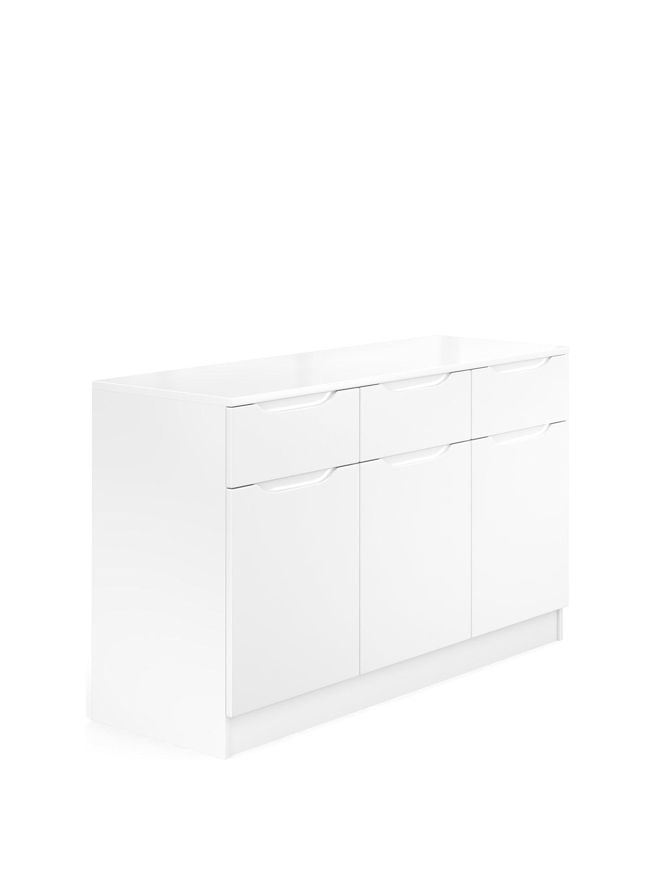 Image 3 of 6 of One Call Bilbao Ready Assembled Large High Gloss Sideboard - White