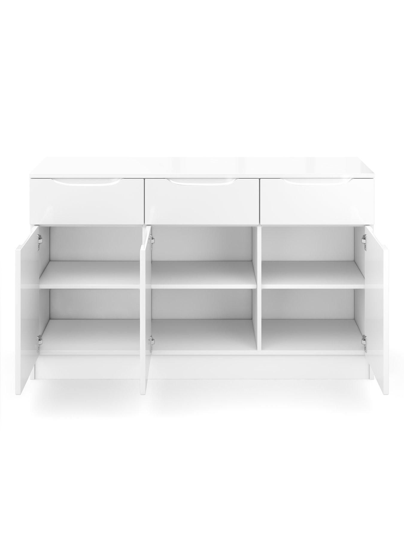 Image 4 of 6 of One Call Bilbao Ready Assembled Large High Gloss Sideboard - White