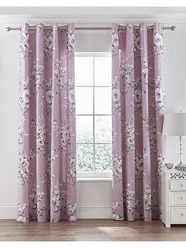 Product photograph of Catherine Lansfield Canterbury Eyelet Lined Curtains from very.co.uk