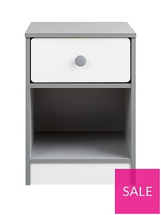 Peyton Kids 1 Drawer Bedside Chest - White/Grey