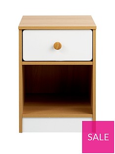 Peyton Kids 1 Drawer Bedside Chest - White/Oak Effect