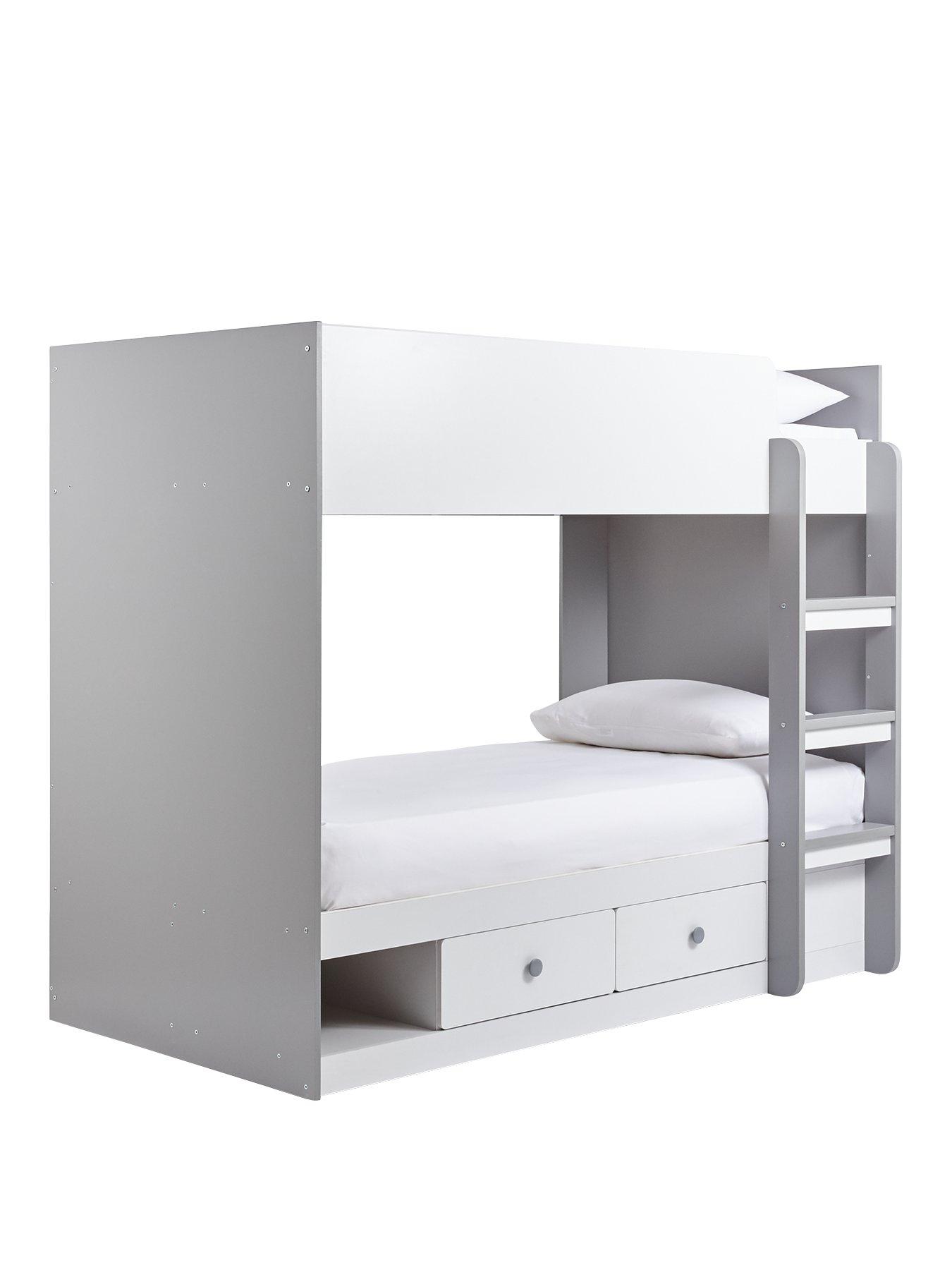 Product photograph of Very Home Peyton Storage Bunk Bed With Mattress Options Buy And Save - White Grey - Bunk Bed Only from very.co.uk