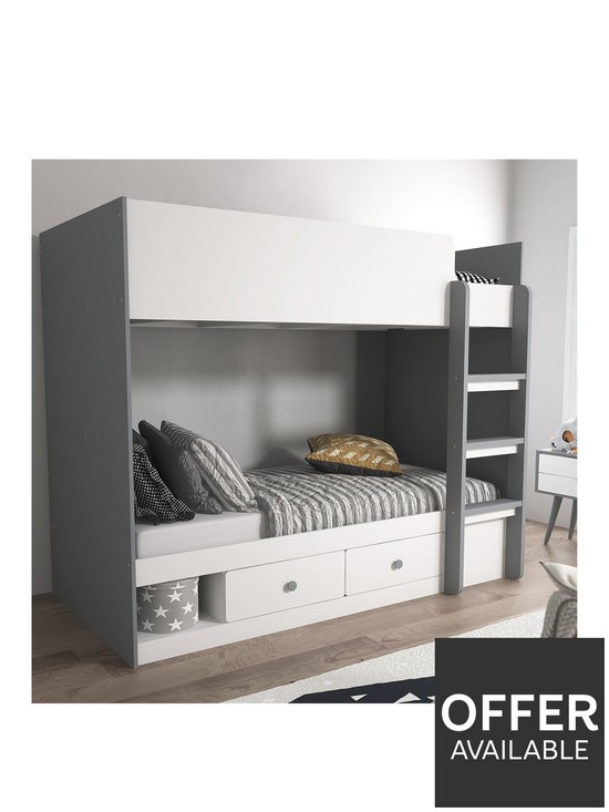 stillFront image of very-home-peyton-storage-bunk-bed-with-mattress-options-buy-and-save-whitegrey