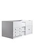  image of peyton-kids-cabin-bed-with-drawers-cupboard-and-mattress-options-buy-and-save-whitegrey
