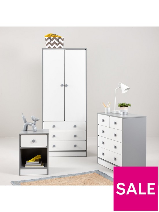 stillFront image of peyton-kids-cabin-bed-with-drawers-cupboard-and-mattress-options-buy-and-save-whitegrey