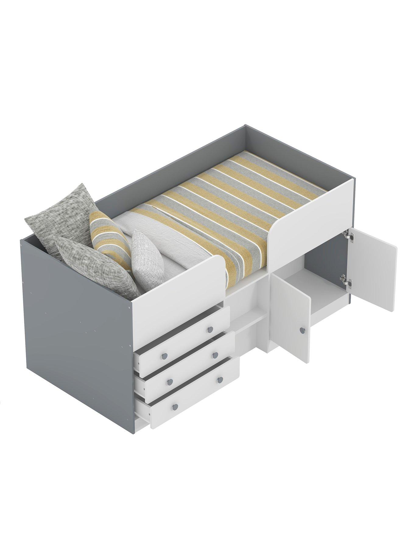 Image 3 of 6 of Very Home Peyton Kids Mid Sleeper Bed with Drawers, Cupboard and Mattress Options (Buy and SAVE!) - White/Grey