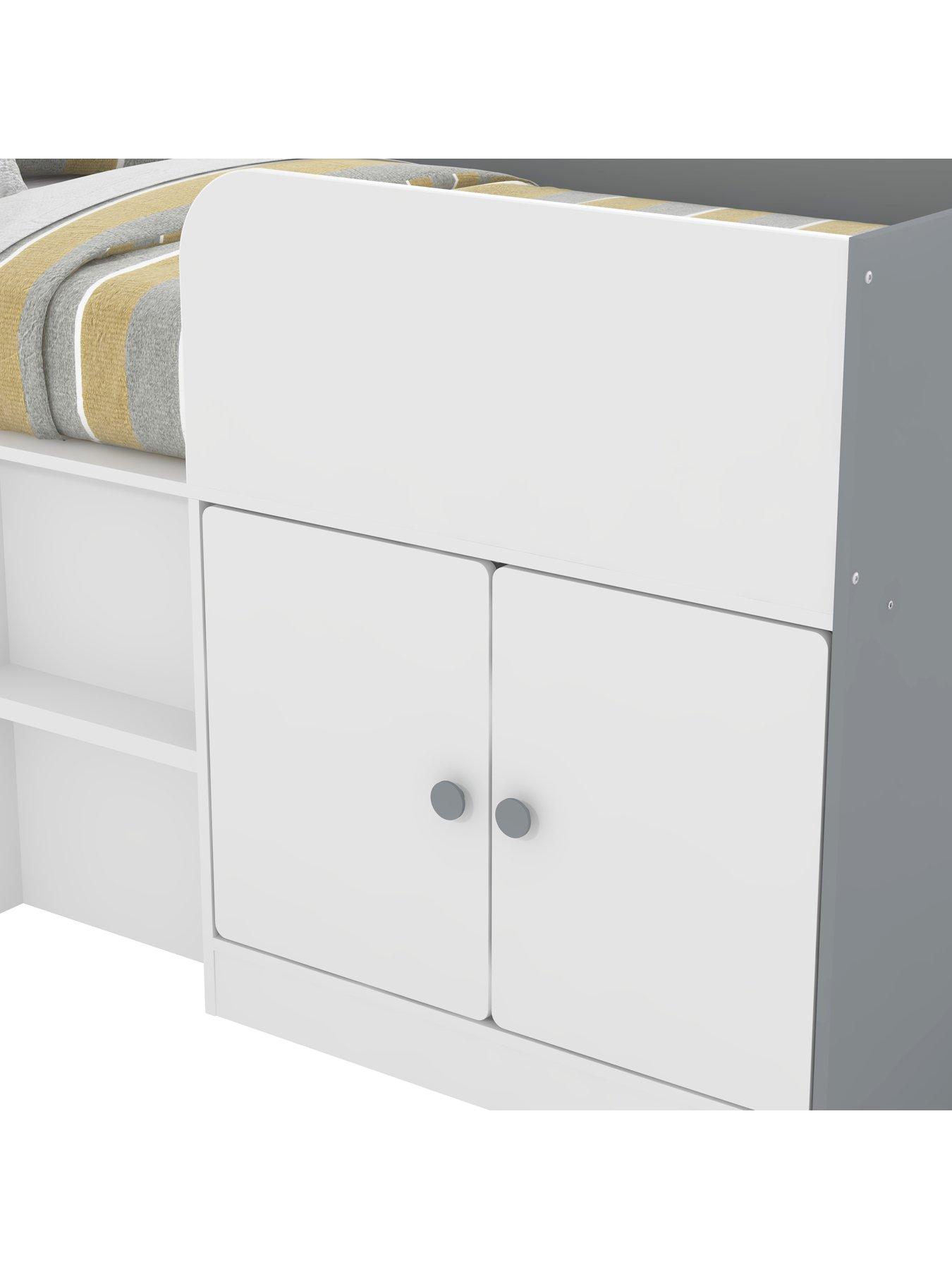 Image 6 of 6 of Very Home Peyton Kids Mid Sleeper Bed with Drawers, Cupboard and Mattress Options (Buy and SAVE!) - White/Grey