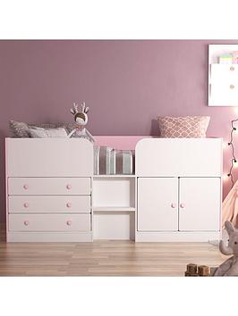 Product photograph of Very Home Peyton Kids Cabin Bed With Drawers Cupboard And Mattress Options Buy And Save - Cabin Bed With Standard Mattress from very.co.uk