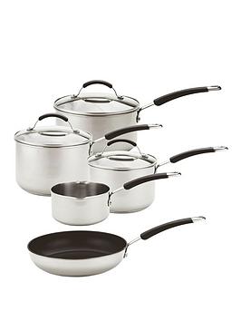 Product photograph of Meyer Induction 5-piece Stainless Steel Pan Set from very.co.uk