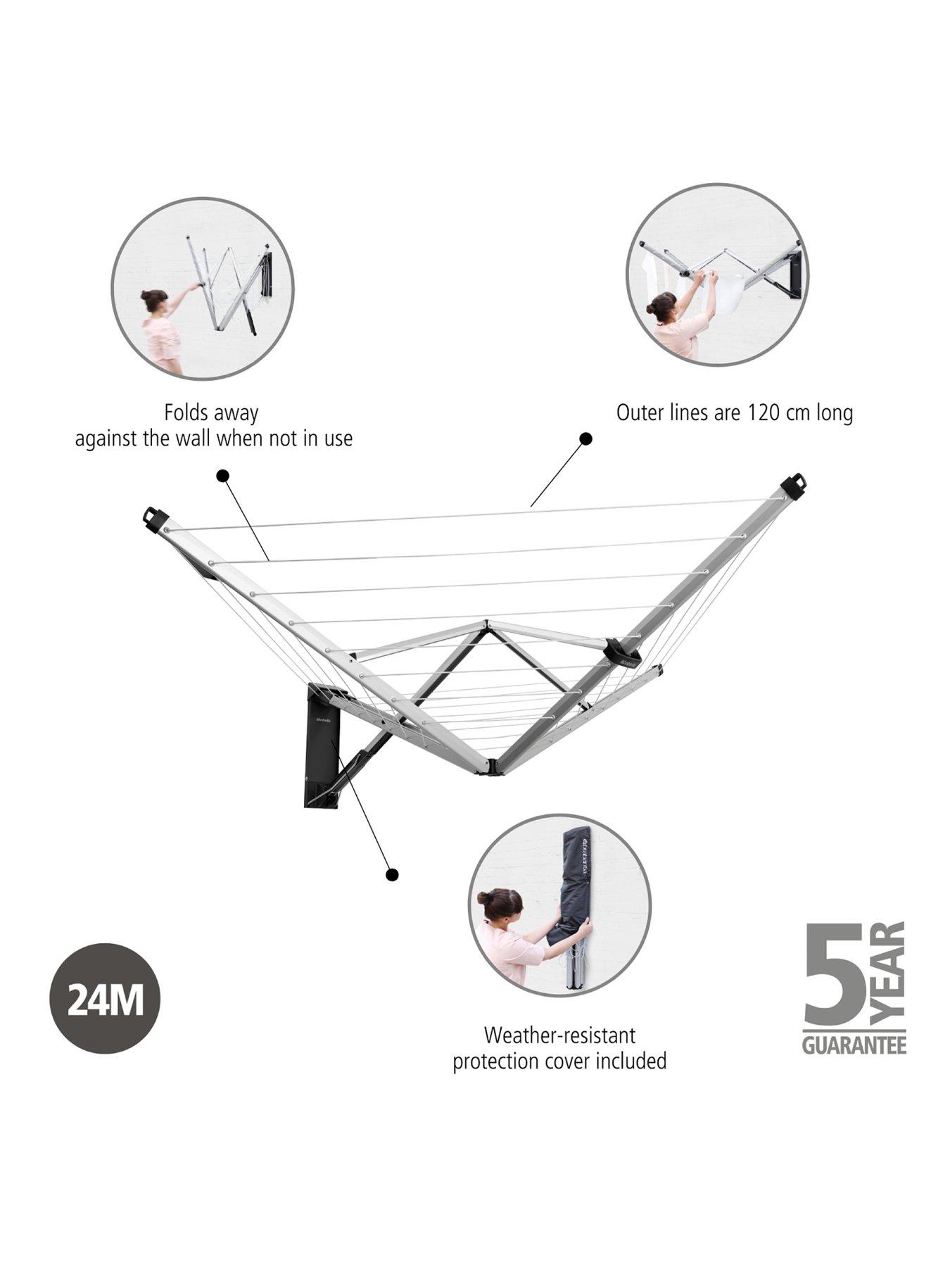 Image 3 of 8 of Brabantia Wallfix Clothes Airer with Cover