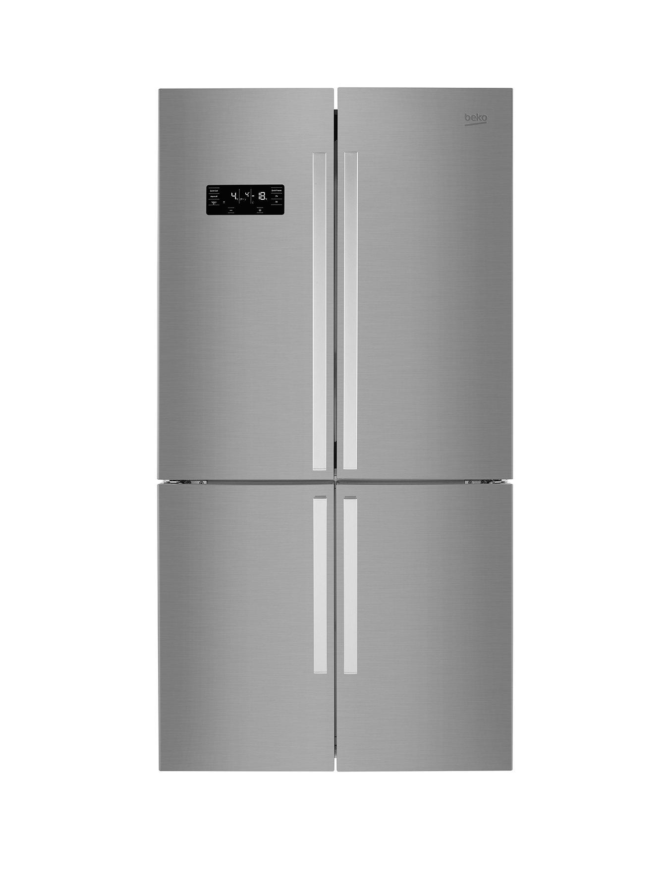 Beko Mn1416224Px 91Cm Wide, Total No Frost, 4-Door American Fridge Freezer - Brushed Steel