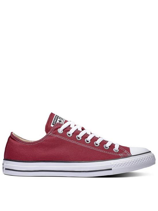 front image of converse-unisex-seasonal-ox-trainers-dark-red