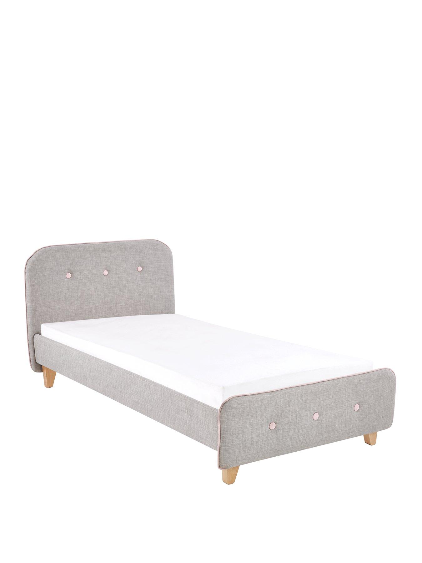 Charlie Piped Fabric Kids Single Bed With Mattress Options Buy And Save