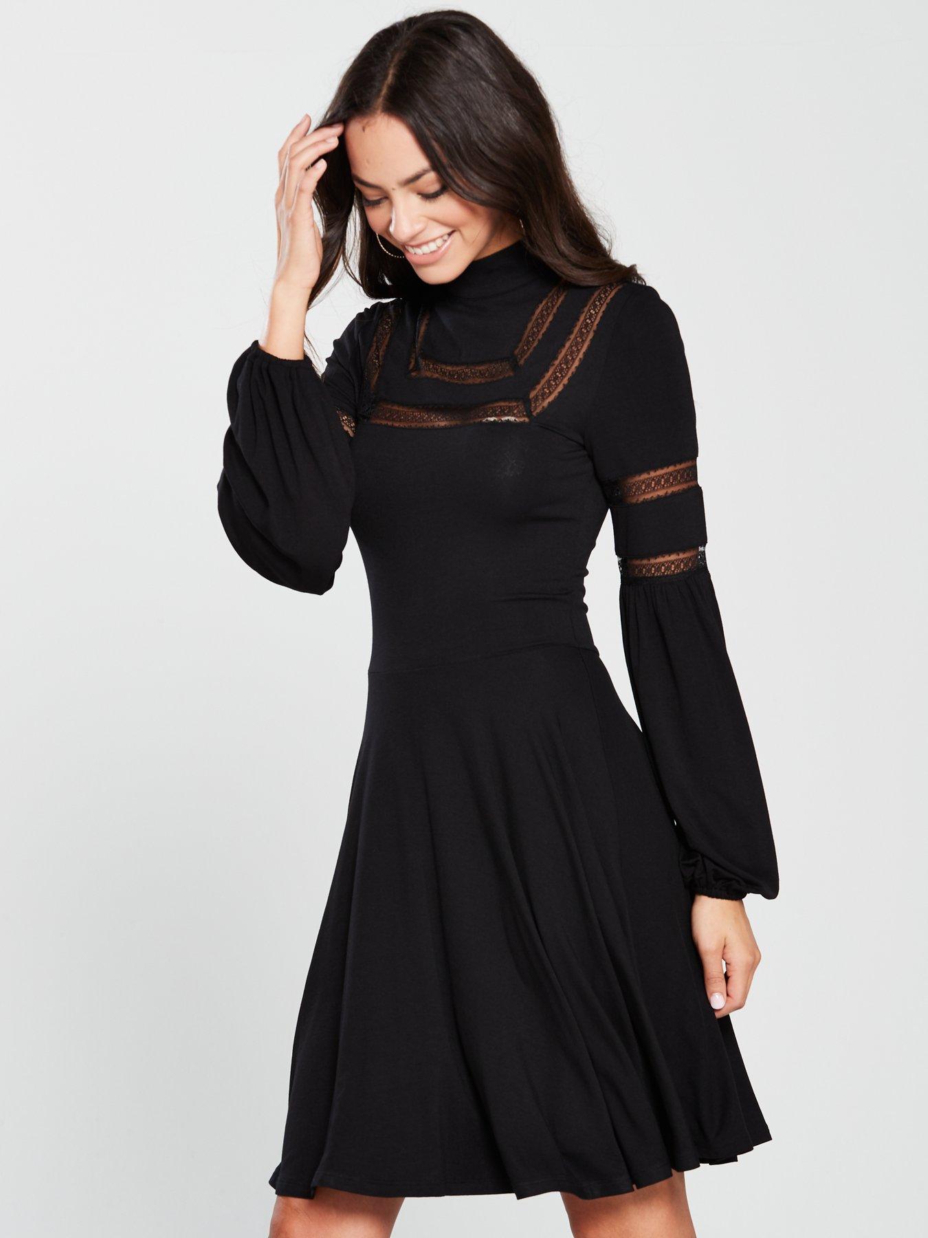 lace trimmed skater dress