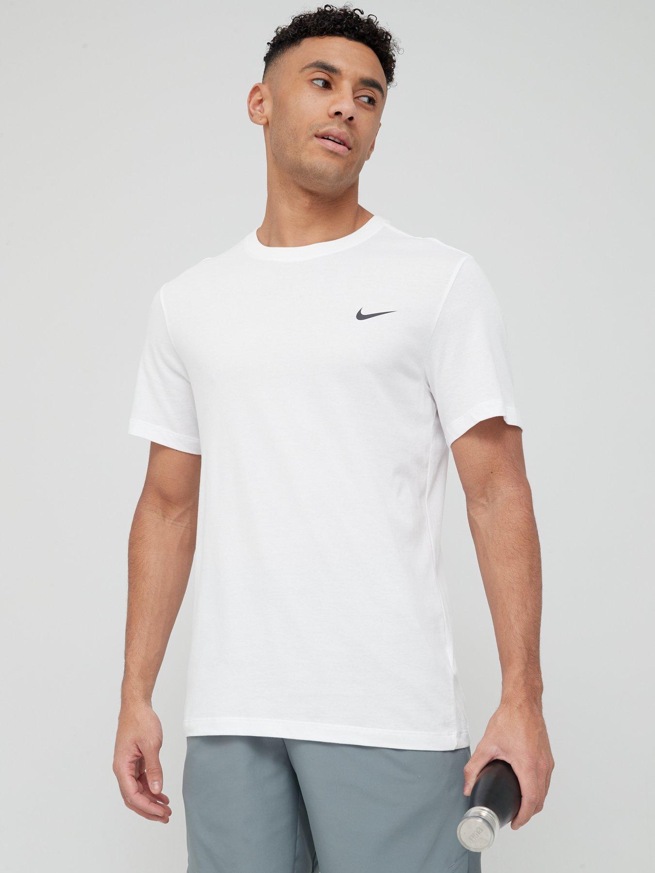 Solid Crew Neck Training T-Shirt (Plus Size) - White