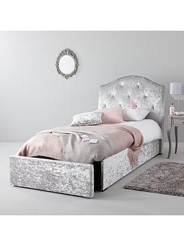 Product photograph of Very Home Mandarin Upholstered Single Storage Bed With Mattress Options - Bed Frame Only from very.co.uk