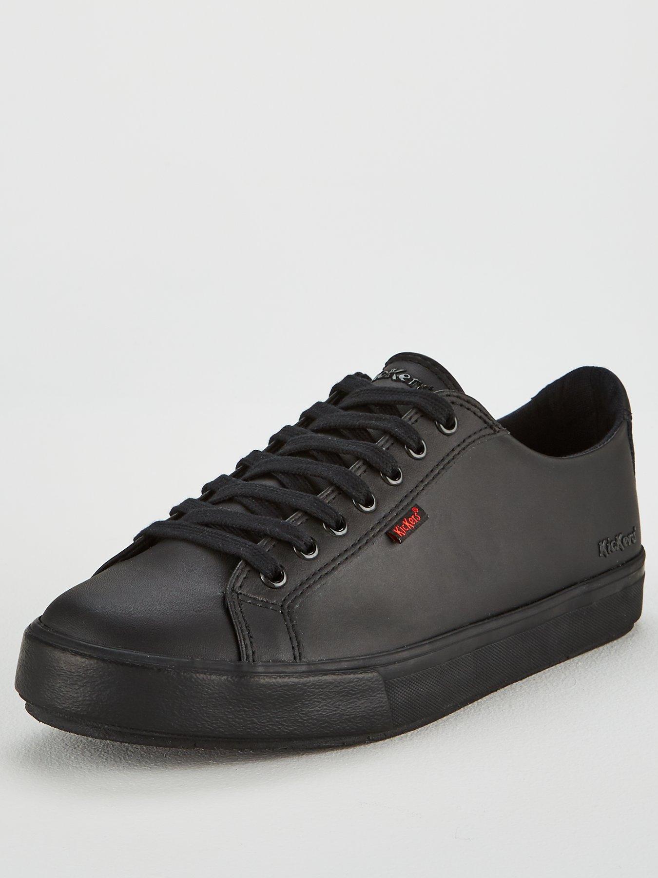black leather plimsolls mens