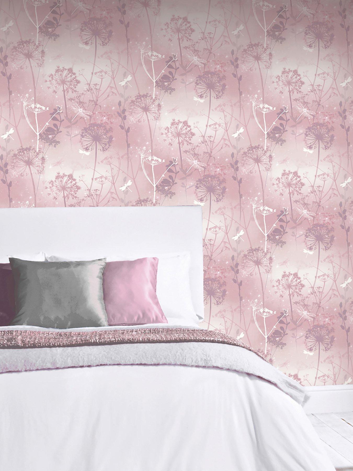 Product photograph of Arthouse Damselfly Blush Wallpaper from very.co.uk