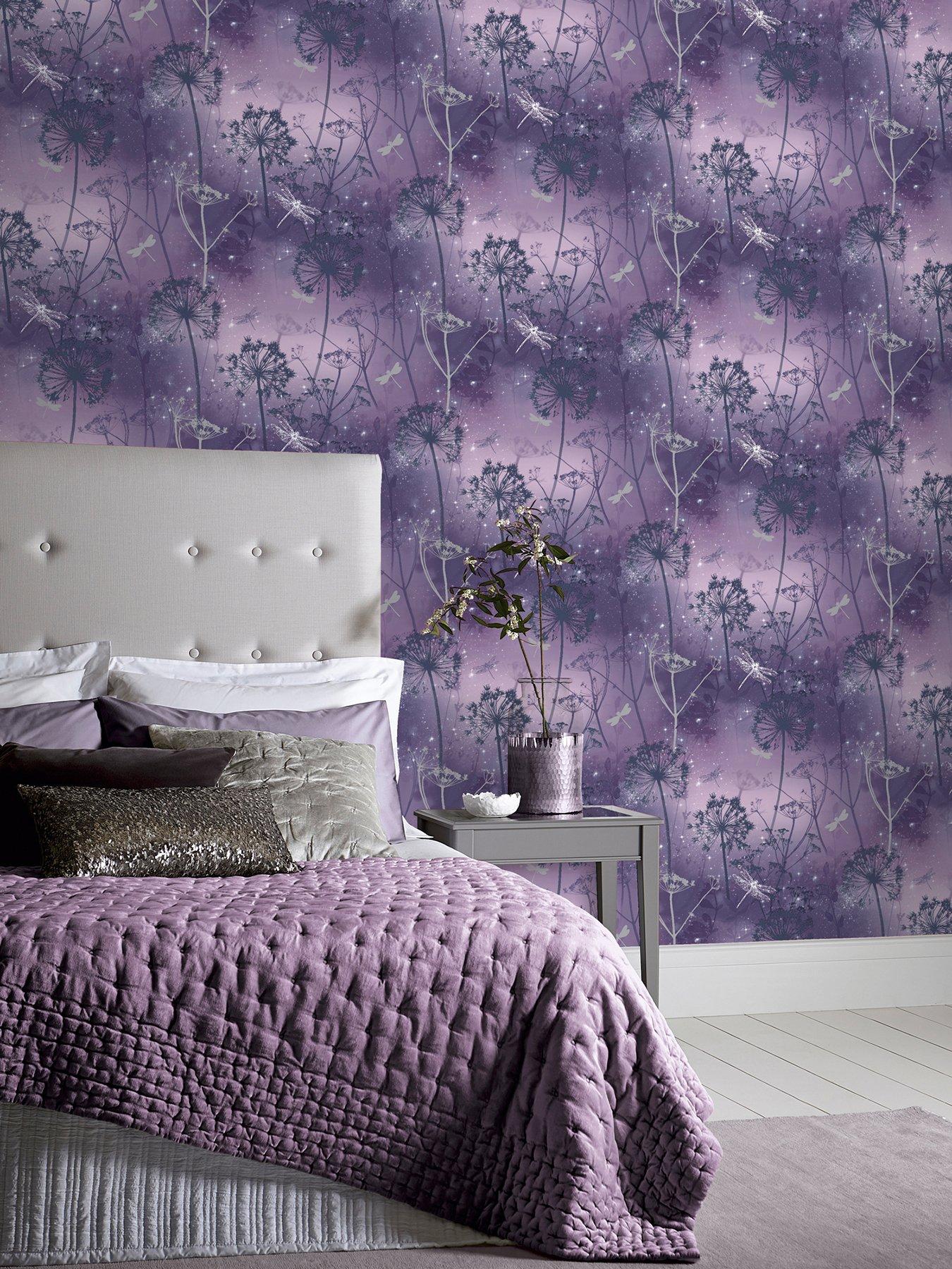 Product photograph of Arthouse Damselfly Purple Wallpaper from very.co.uk