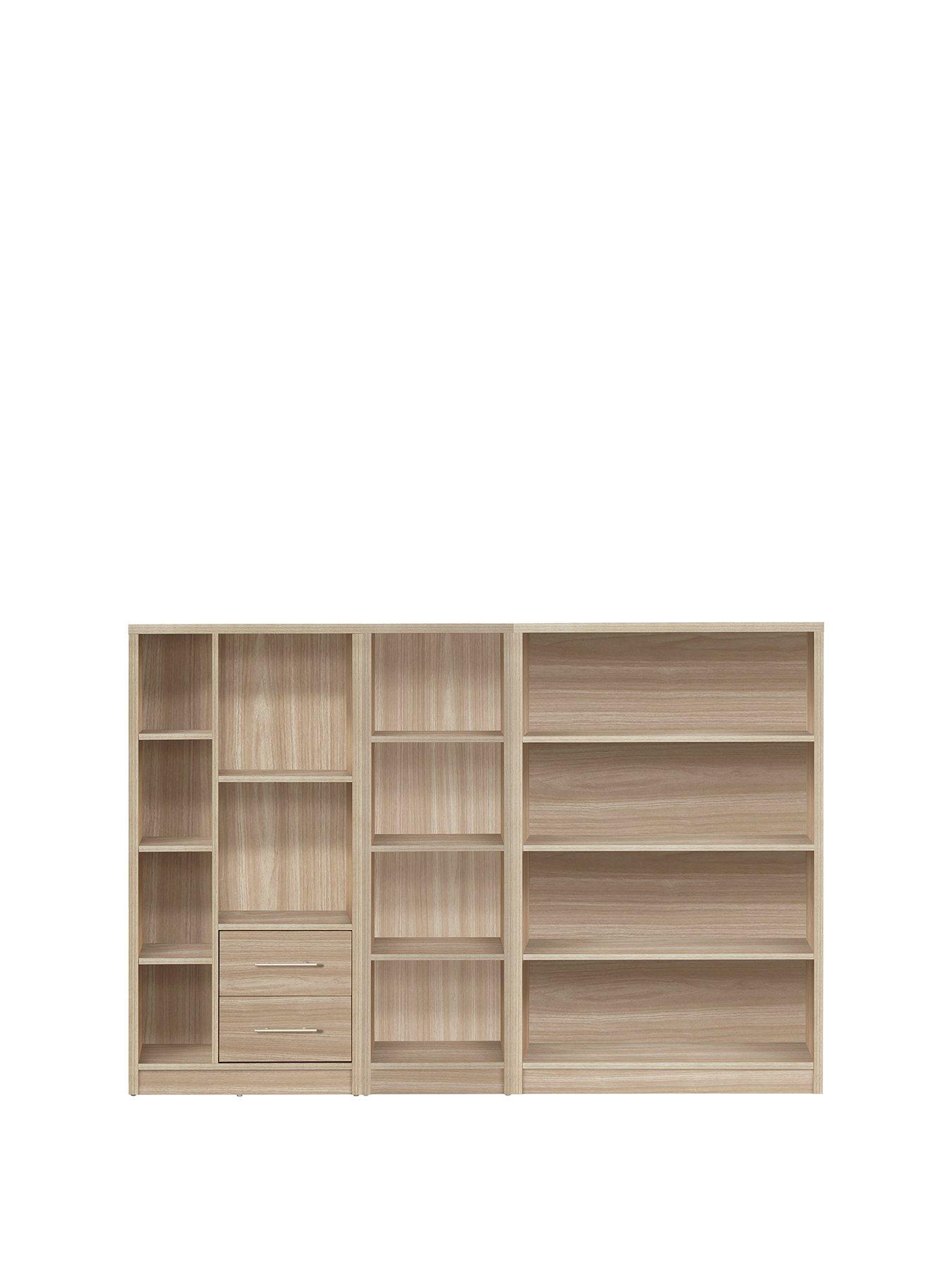 Metro 3 Piece Storage Bookcase Package Oak Effect Very Co Uk