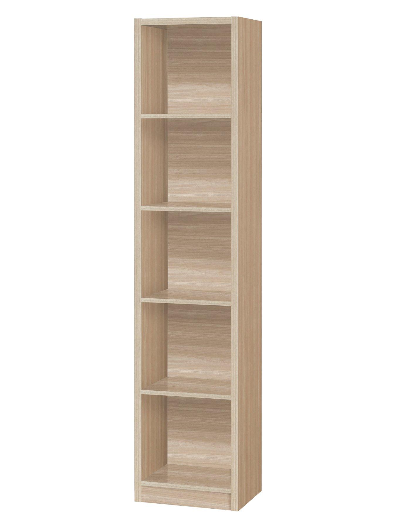 Home Essentials Metro Tall Half Width Bookcase Oak Effect very.co.uk