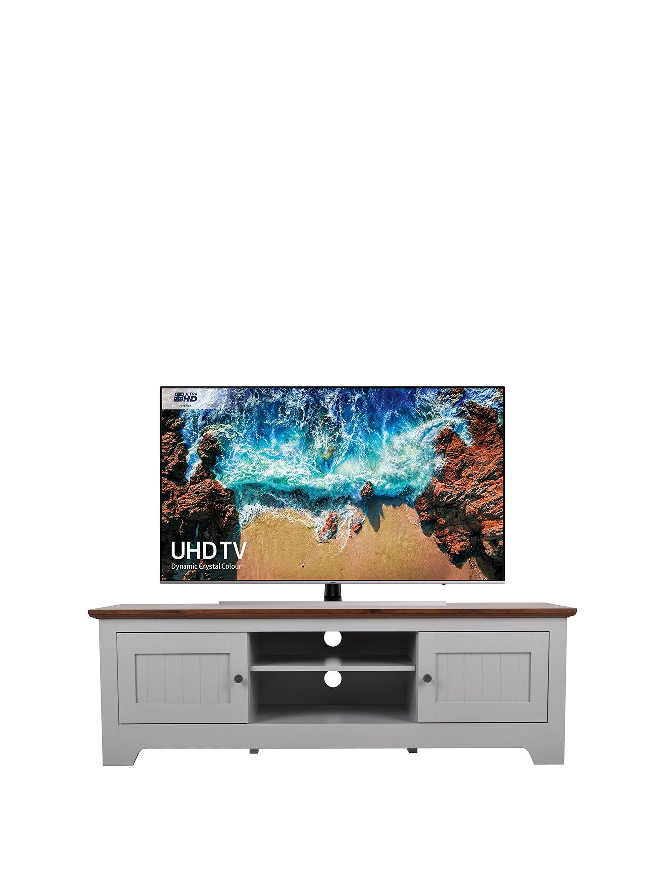 Wood and online grey tv unit