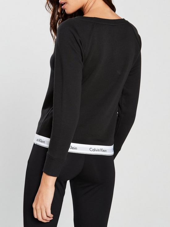 stillFront image of calvin-klein-modern-cotton-lounge-sweater-black