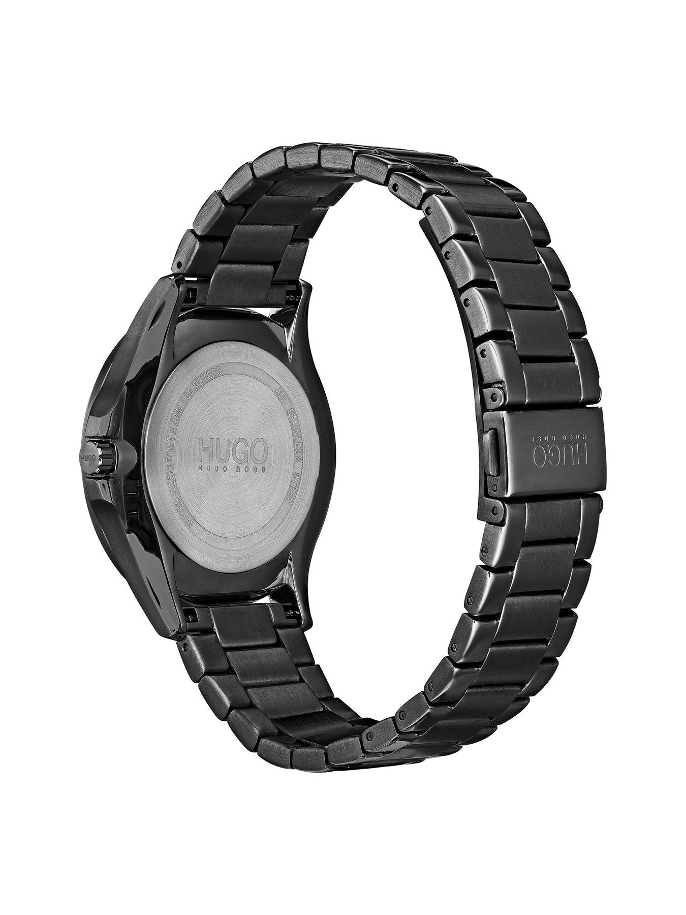 hugo black ip black dial bracelet watch