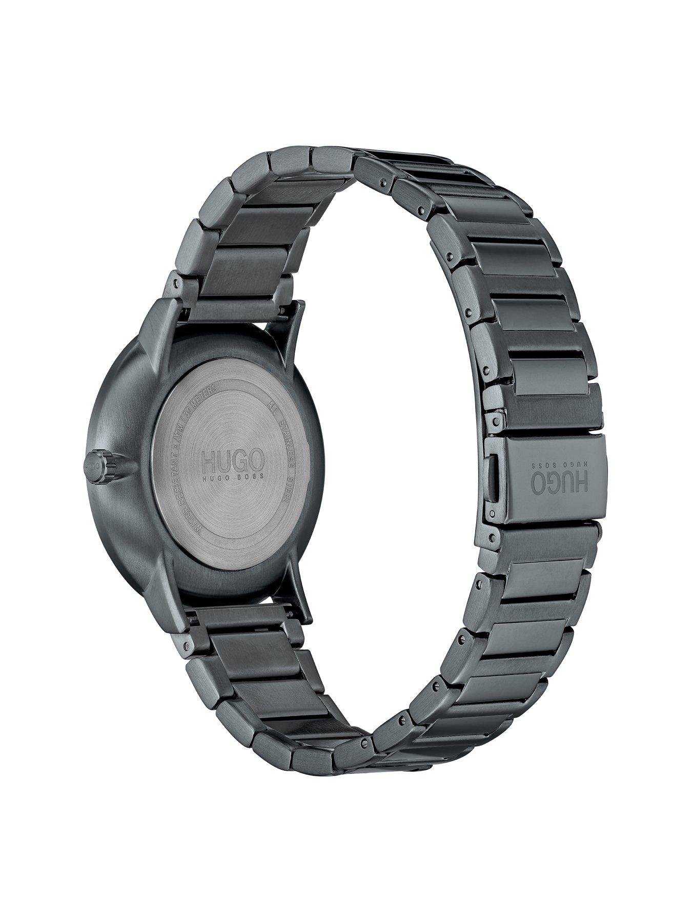 hugo grey ip grey dial bracelet watch