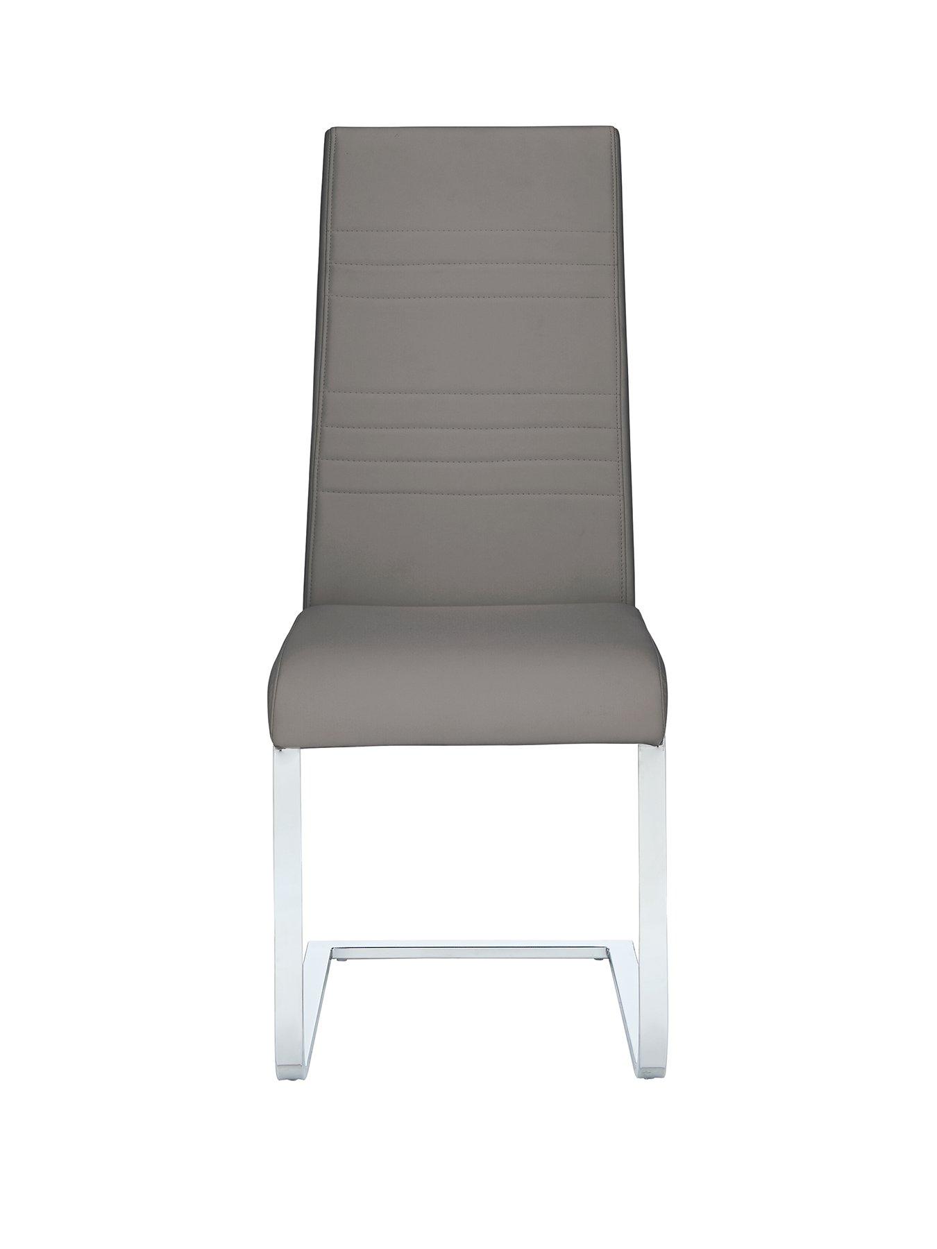 Pair of Jet Faux Leather Cantilever Dining Chairs Grey very.co.uk