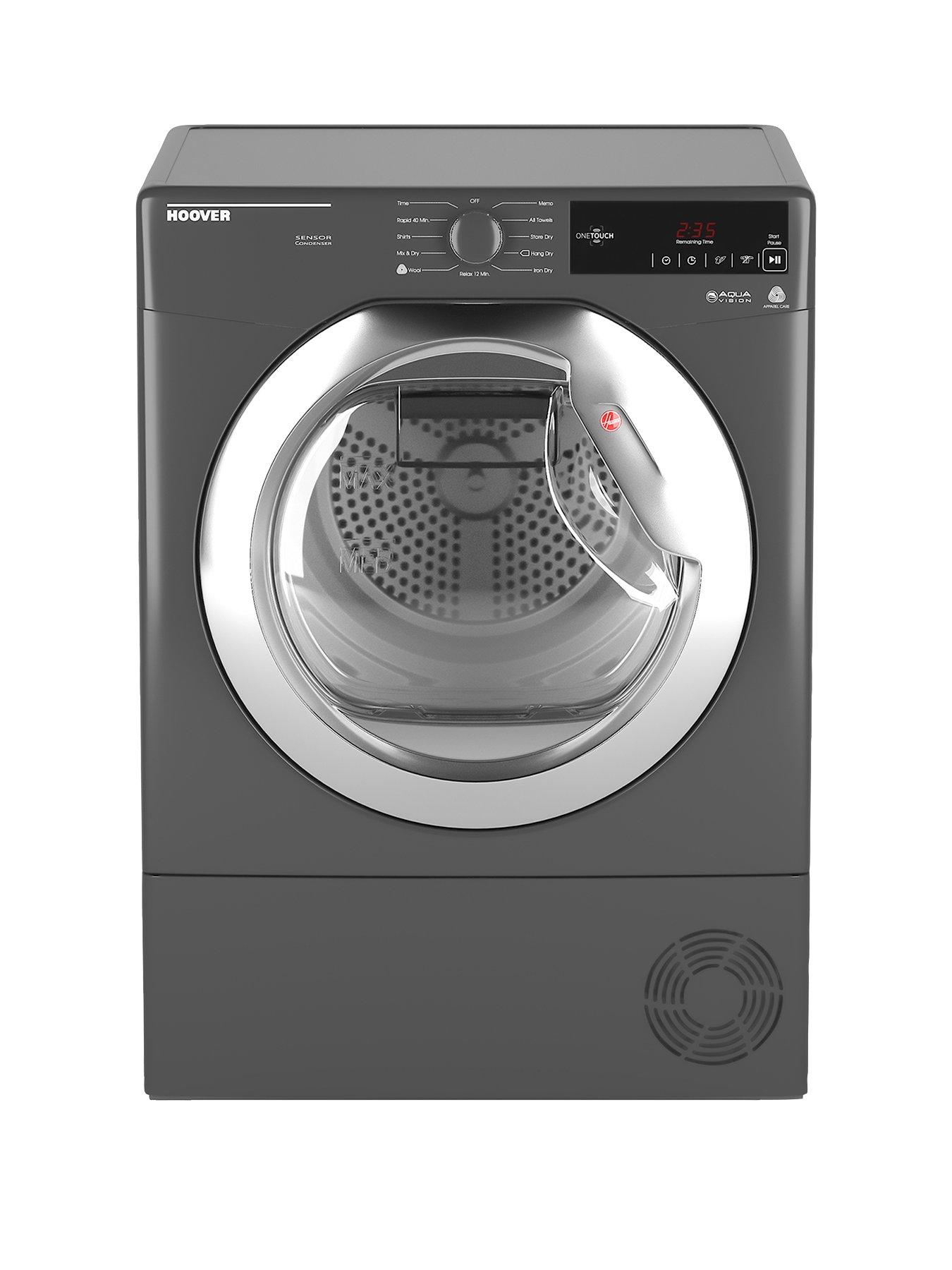 Hoover Dynamic Next Dxc9Tcer 9Kg Load, Aquavision Condenser Tumble Dryer With One Touch – Graphite/Chrome