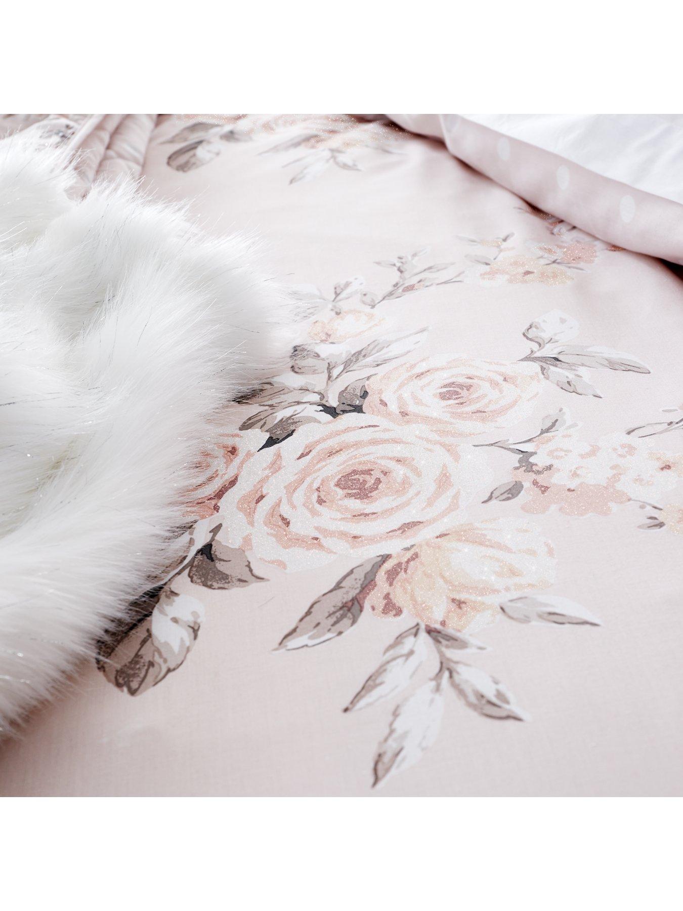 Image 3 of 6 of Catherine Lansfield Canterbury Floral&nbsp;Glitter Duvet Cover Set - Blush Pink