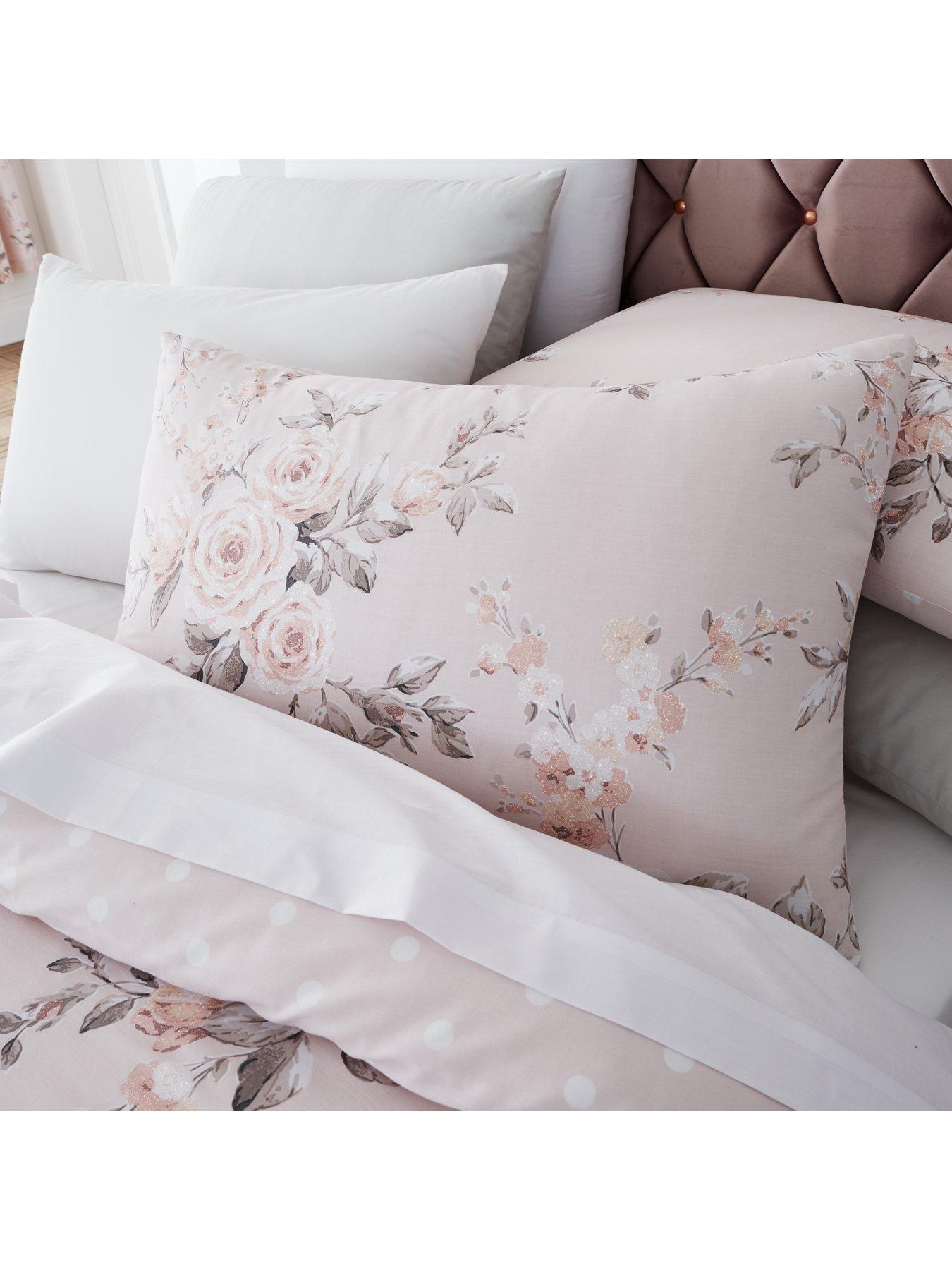 Image 4 of 6 of Catherine Lansfield Canterbury Floral&nbsp;Glitter Duvet Cover Set - Blush Pink